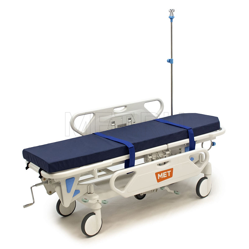 МЕТ ТВ-40 Тележка-каталка для перевозки больных с механической системой регулировки высоты  MET